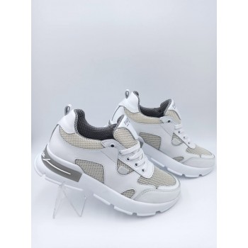 21-45 W Біло-бежеві (Літо, жіночі, Сітка + шкіра лицьова)