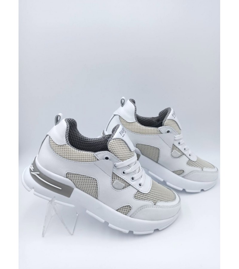 21-45 W Біло-бежеві (Літо, жіночі, Сітка + шкіра лицьова)