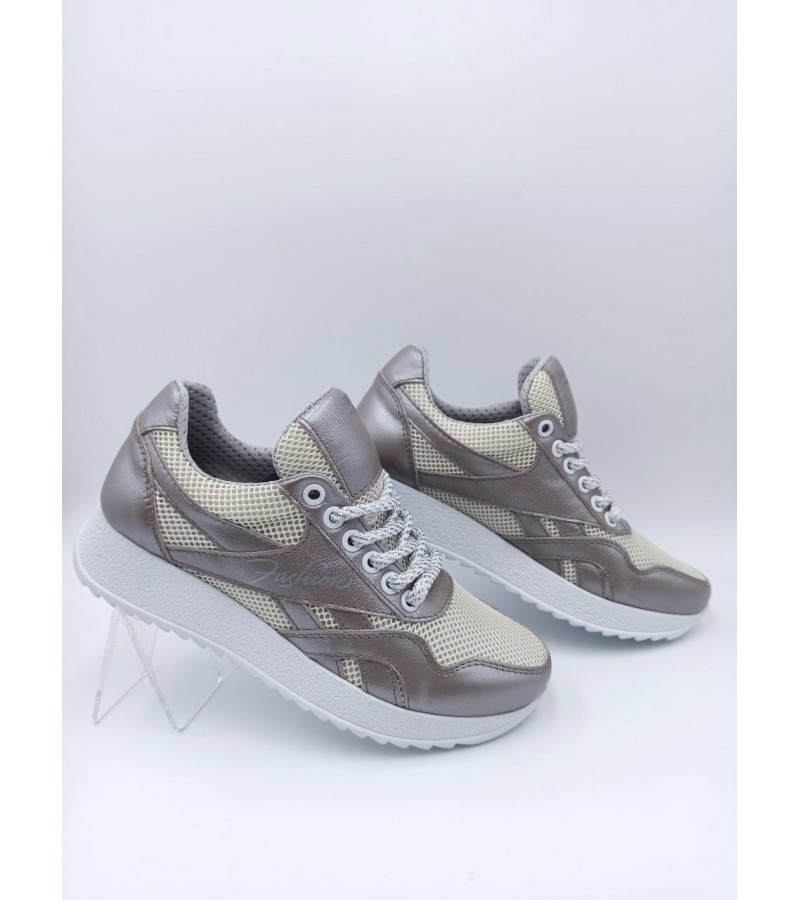 50 W Лілово-бежевий (Літо, жіночі, Сітка + шкіра лицьова)