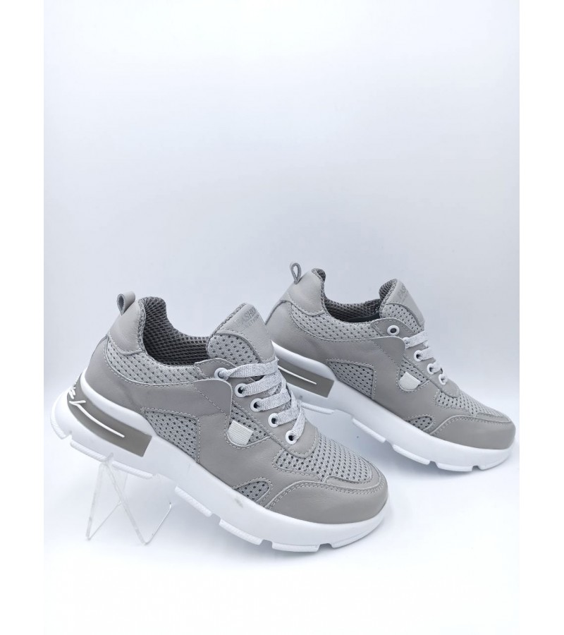 21-45 W Світло-сірі (Літо, жіночі, Сітка + шкіра лицьова)