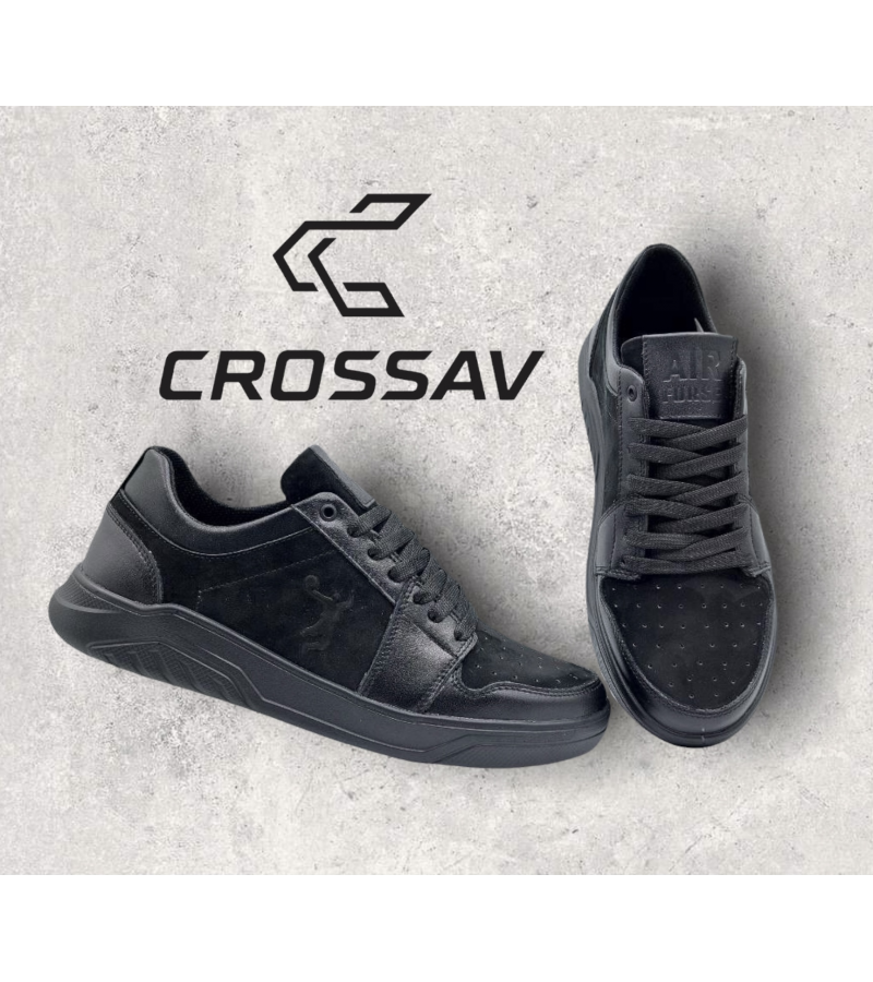 22-500 Чорні (Весна - Осінь, чоловічі, Шкіра лицьова + натуральний нубук)