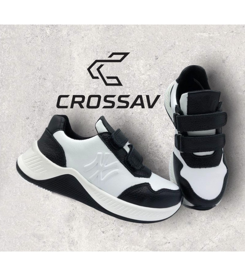 21-41 L NEW Чорно-білі (Весна - Осінь, дитячі, Шкіра флотар + шкіра лицьова)