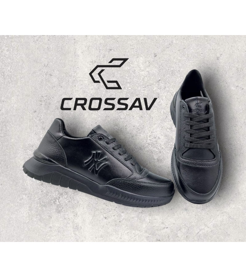 21-36 NEW Чорні (Весна - Осінь, чоловічі, Шкіра флотар + шкіра лицьова)