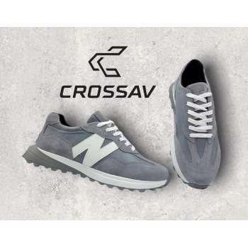 22-550 Французько сіро білій( Весна - Осінь, чоловічі, замша+шкіра лицьова)