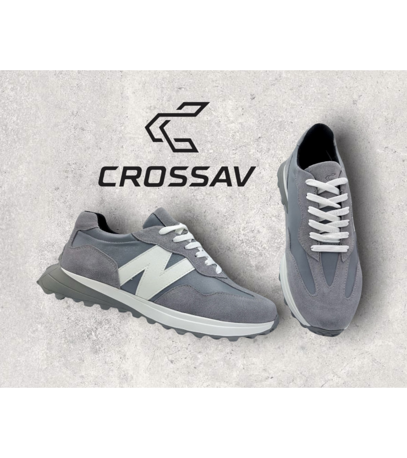 22-550 Французько сіро білій( Весна - Осінь, чоловічі, замша+шкіра лицьова)