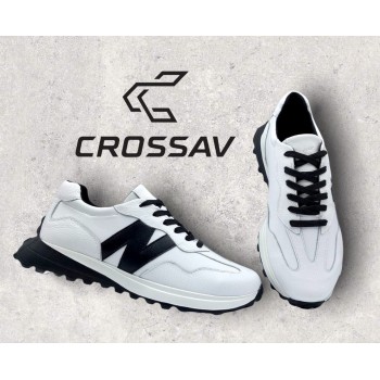 22-550 Біло-чорні ( Весна - Осінь, чоловічі, Шкіра флотар + шкіра лицьова)