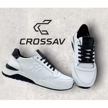 21-36 NEW Біло-чорні (Весна - Осінь, чоловічі, Шкіра флотар + шкіра лицьова)