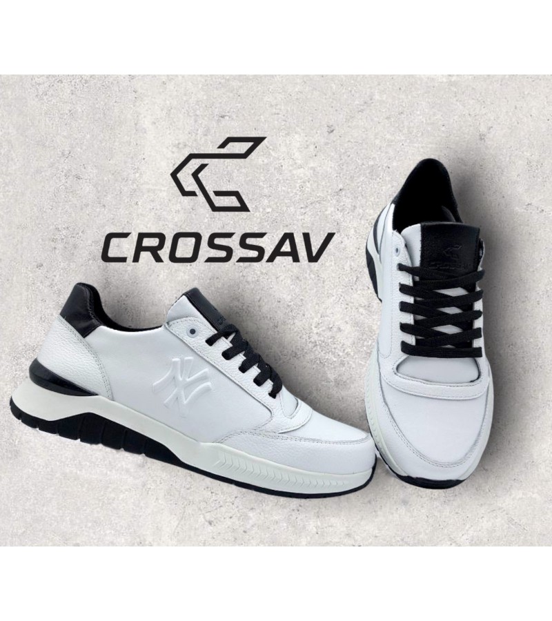 21-36 NEW Біло-чорні (Весна - Осінь, чоловічі, Шкіра флотар + шкіра лицьова)