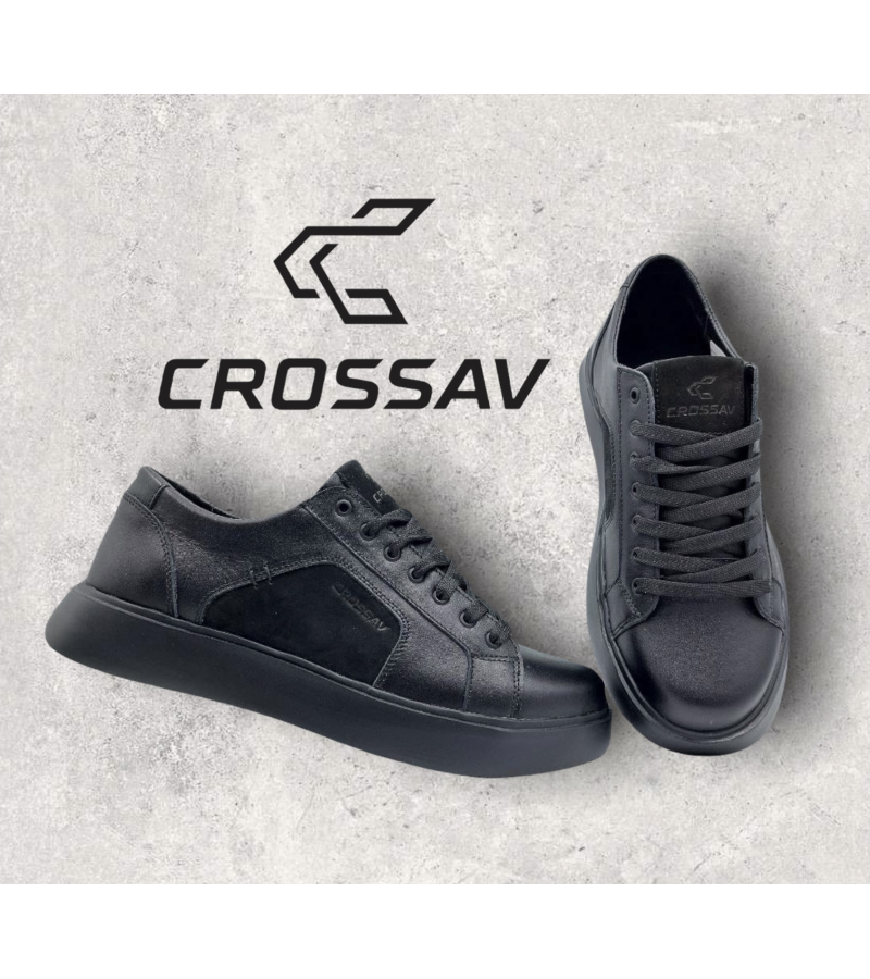 22-501/2  Чорні (Весна - Осінь, чоловічі, Шкіра лицьова + натуральний нубук)