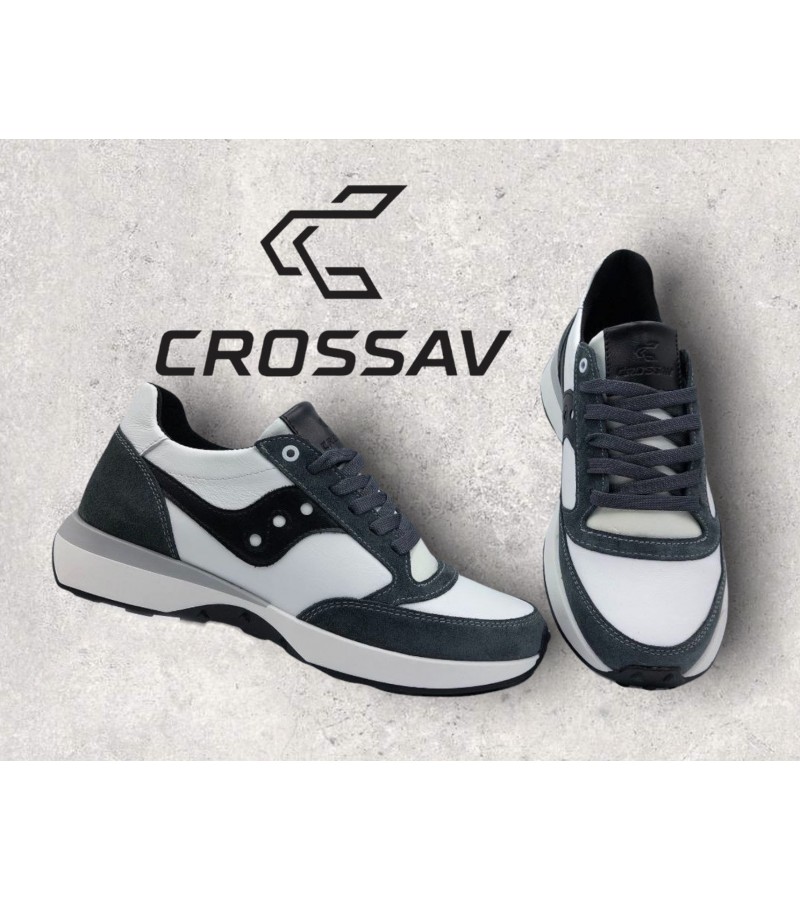 21-31Сіро-білі-чорні (Весна - Осінь, чоловічі, замша+шкіра лицьова)