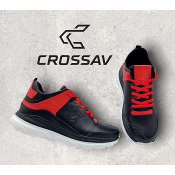 332 NEW Чорно-червоні (Весна - Осінь, чоловічі, Шкіра флотар + шкіра лицьова)