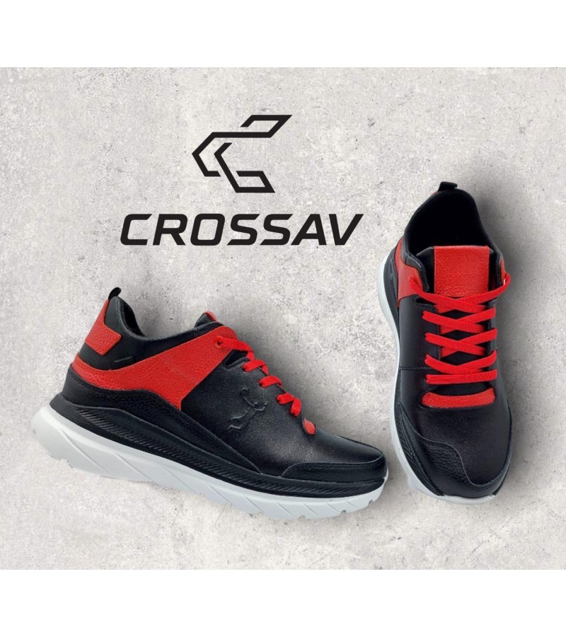 332 NEW Чорно-червоні (Весна - Осінь, чоловічі, Шкіра флотар + шкіра лицьова)