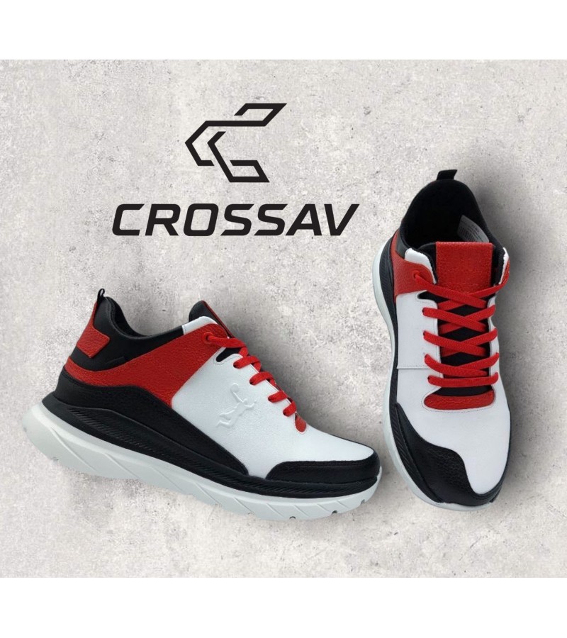 332 NEW Чорно-біло-червоні (Весна - Осінь, чоловічі, Шкіра флотар + шкіра лицьова)