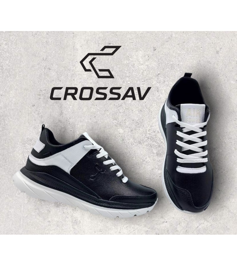 332 NEW Чорно-білі (Весна - Осінь, чоловічі, Шкіра флотар + шкіра лицьова)