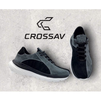 22-508  Чорно-сірі (Весна - Осінь, чоловічі, Натуральний нубук+Замша)