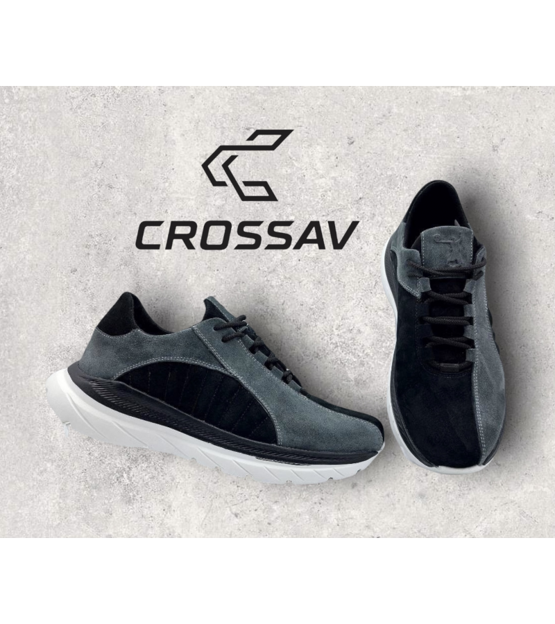 22-508  Чорно-сірі (Весна - Осінь, чоловічі, Натуральний нубук+Замша)