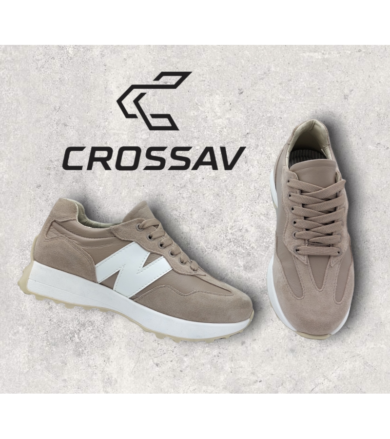 22-550 W Бежево-білі ( Весна - Осінь, жіночі, замша+шкіра лицьова)