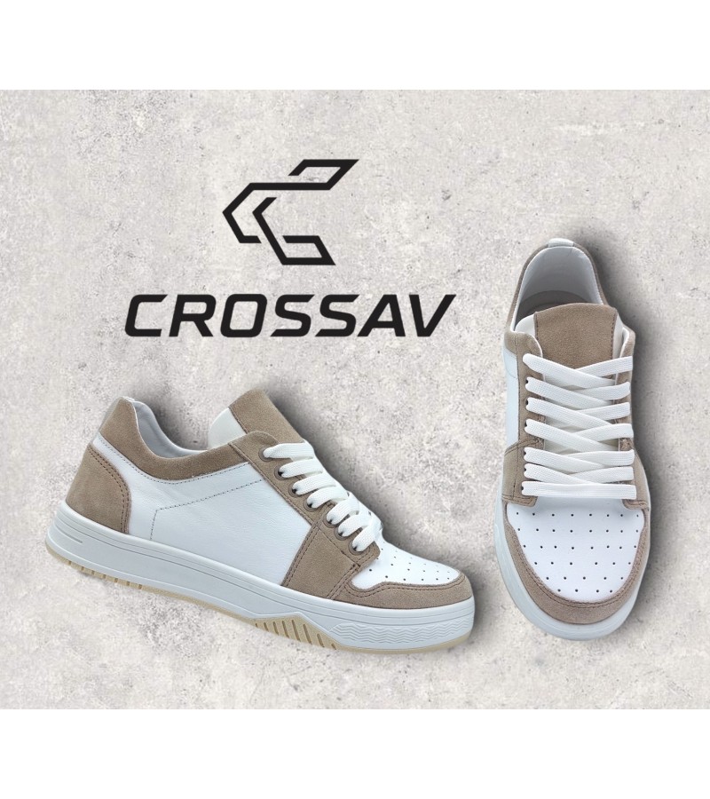 22-500 W Бежево-білі (Весна - Осінь, жіночі, замша+шкіра лицьова)