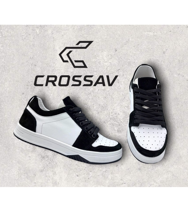 22-500 W Чорно-білі (Весна - Осінь, жіночі, Натуральний нубук + шкіра лицьова)