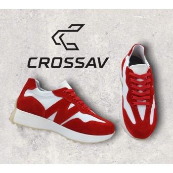 22-550 W Червоно-білі (Весна - Осінь, жіночі, замша+шкіра лицьова)