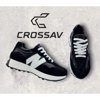 22-550 W Чорно-білі ( Весна - Осінь, жіночі, замша+шкіра лицьова)