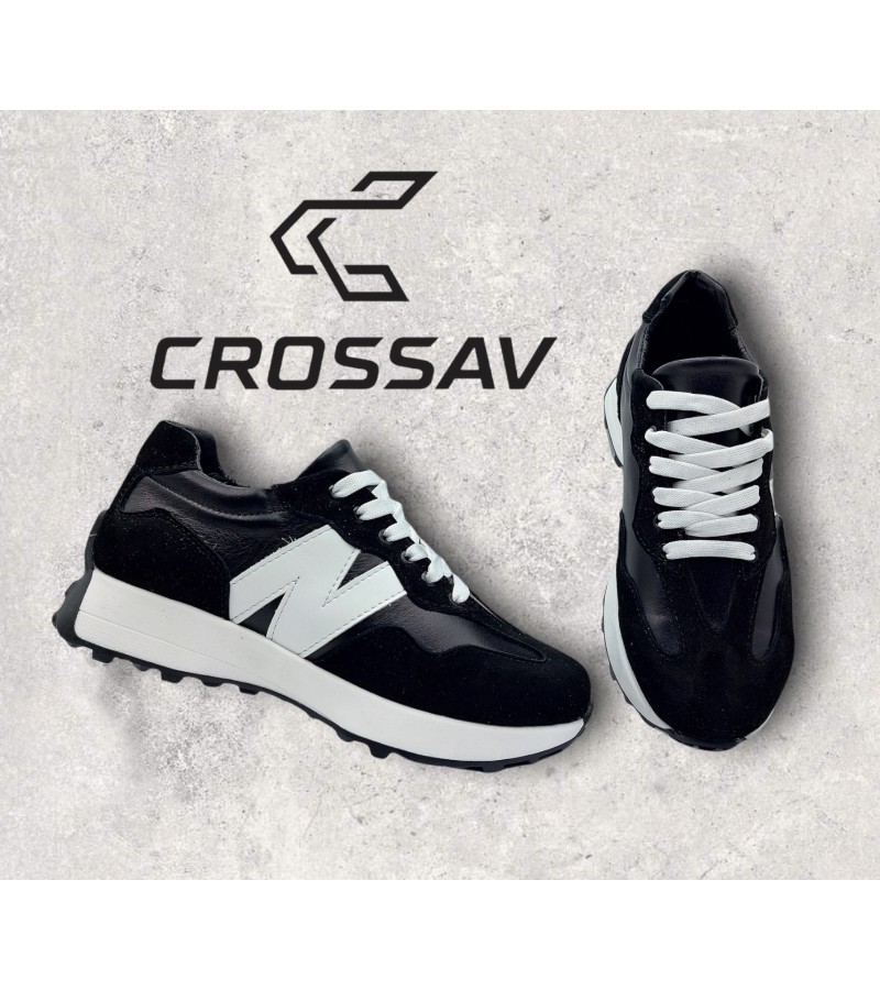 22-550 W Чорно-білі ( Весна - Осінь, жіночі, замша+шкіра лицьова)