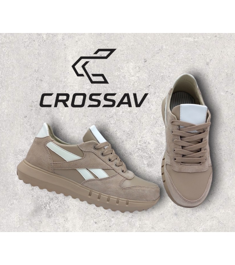 21-42/1 W Бежево-білі (Весна - Осінь, жіночі, замша+шкіра лицьова)