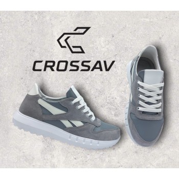 21-42/1 W Французько сіро білій (Весна - Осінь, жіночі, замша+шкіра лицьова)