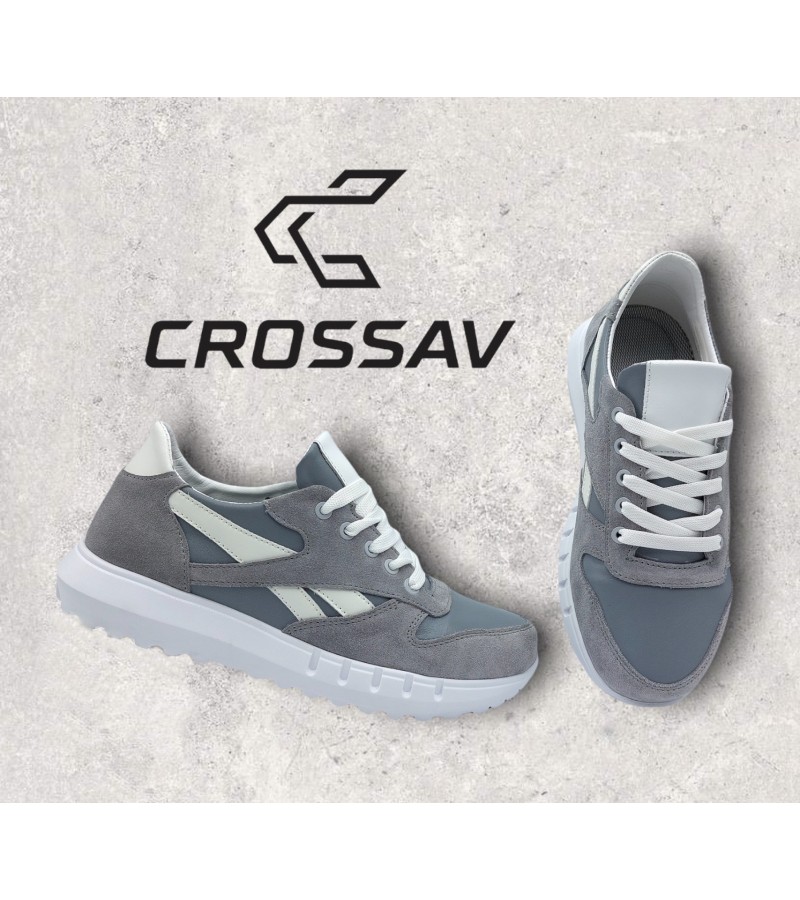 21-42/1 W Французько сіро білій (Весна - Осінь, жіночі, замша+шкіра лицьова)