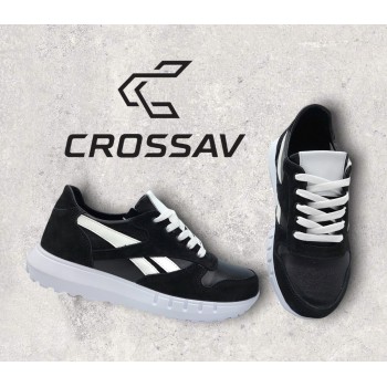 21-42/1 W Чорно-білі ( Весна - Осінь, жіночі, Натуральний нубук + шкіра лицьова)