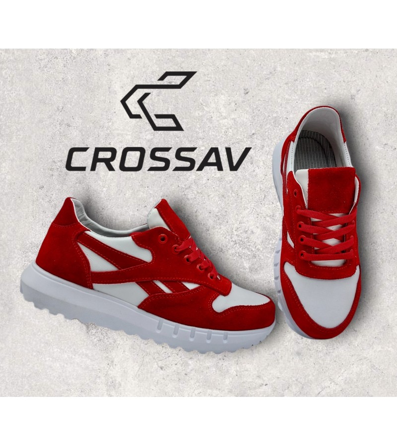 21-42/1 W Червоно-білі (Весна - Осінь, жіночі, замша+шкіра лицьова)