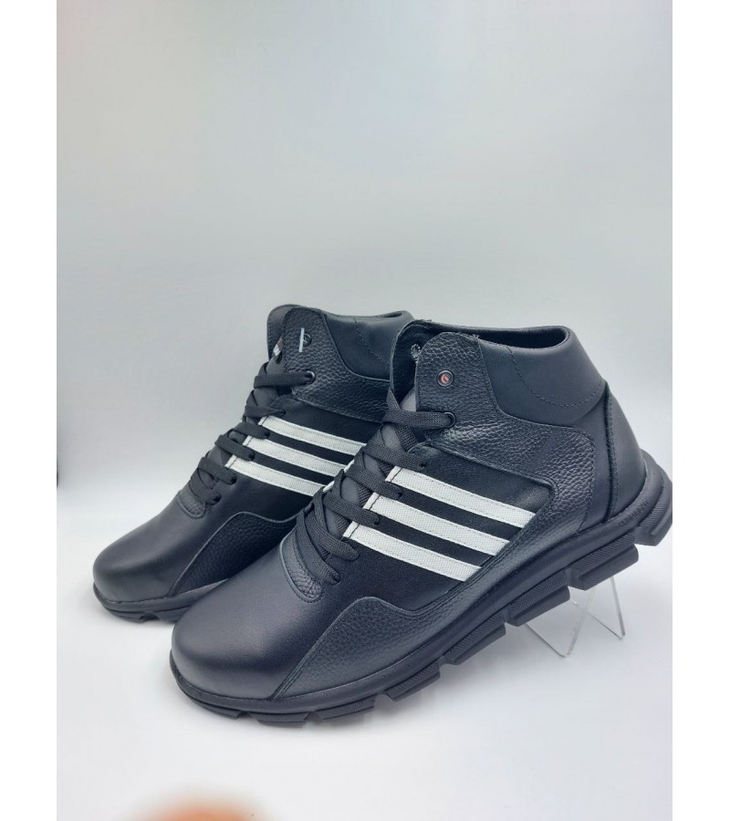  307 ВЕЛИКІ (46,47,48) Чорні-білі (Чоловічі, Шкіра лицьова + шкіра флотар)