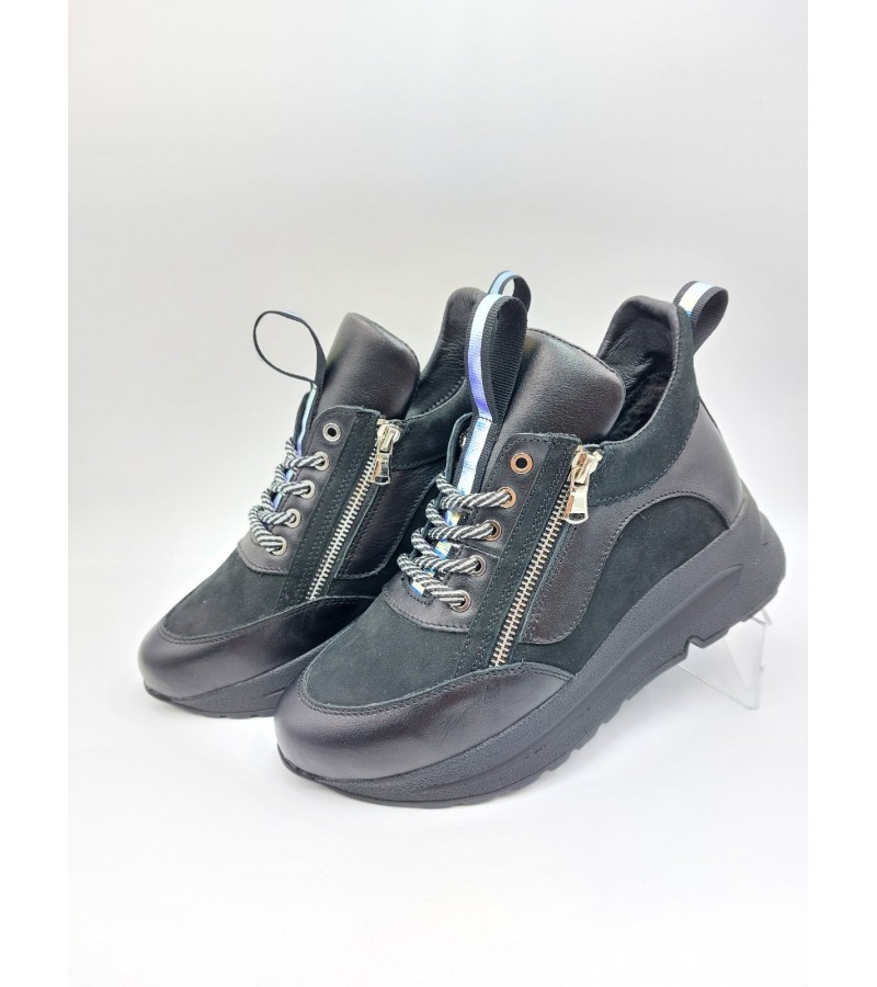 343W Чорні (Жіночі, Шкіра лицьова + натуральний нубук)