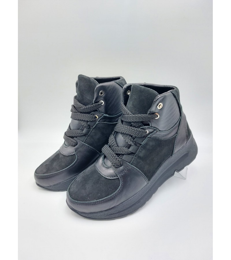 340W Чорні (Жіночі, Шкіра лицьова + натуральний нубук)