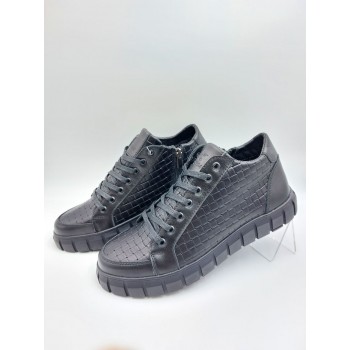 21-117 Чорні (Чоловічі, Шкіра лицьова+Шкіра Тиснення)