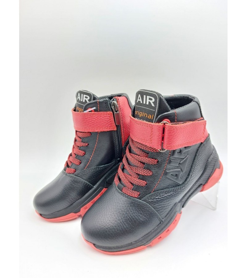 21-20 Чорно-червоні, (Дитячі, Шкіра флотар + шкіра лицьова)